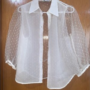 See through button up blouse
